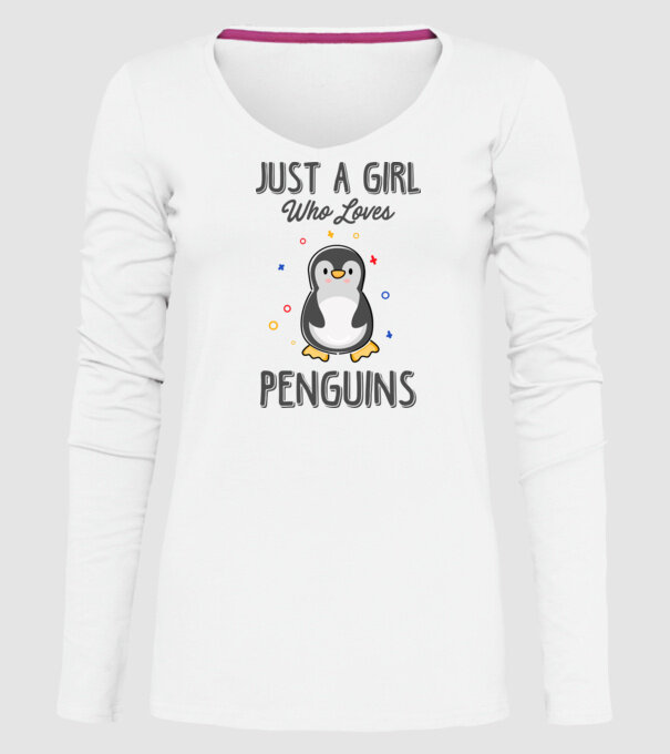 Just a girl who loves Penguins model alb pe tricou