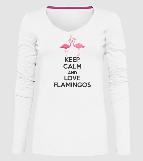 KEEP CALM and love flamingos dark model alb pe tricou