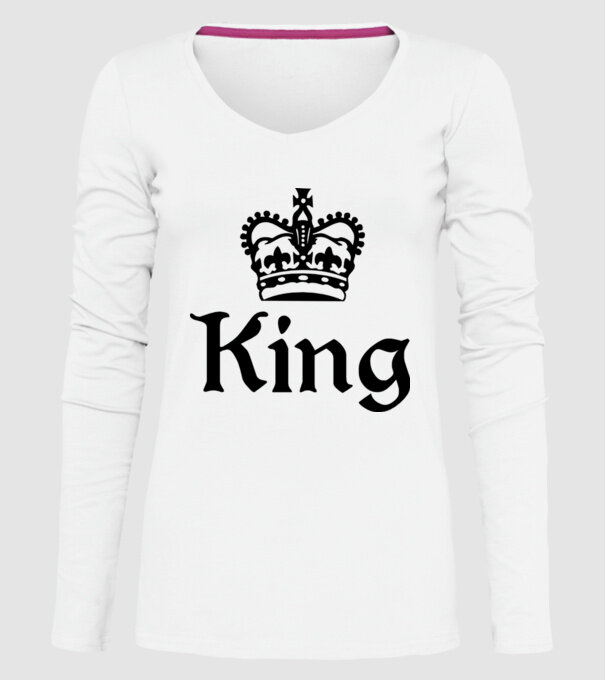King 01 model alb pe tricou