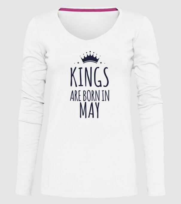 Kings are born in - May model alb pe tricou