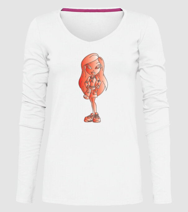 fetiță model alb pe tricou