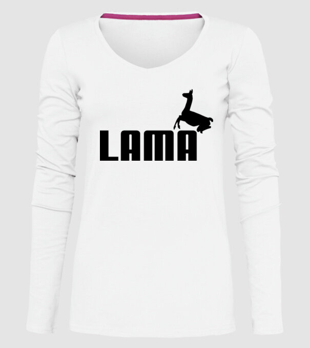 Lama puma model alb pe tricou