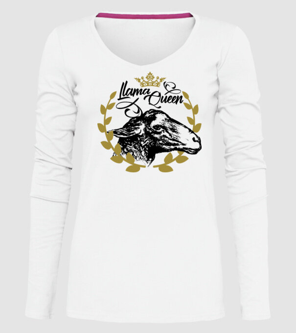 Lama Queen model alb pe tricou