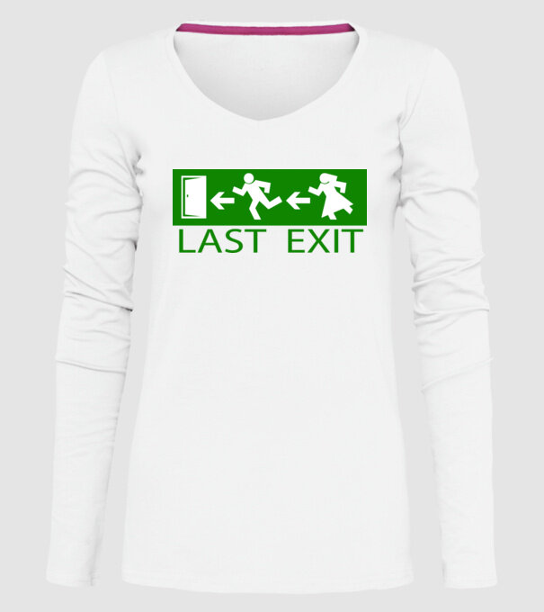 Last Exit model alb pe tricou