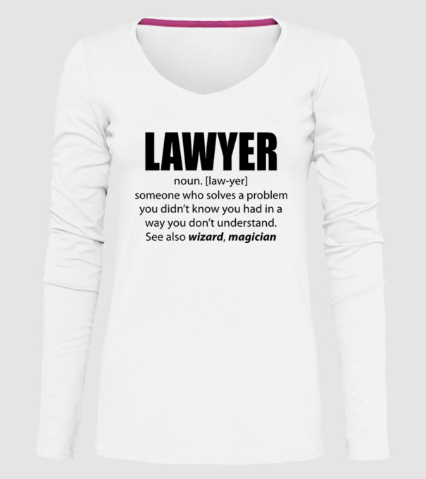 Lawyer - definiție avocat model alb pe tricou