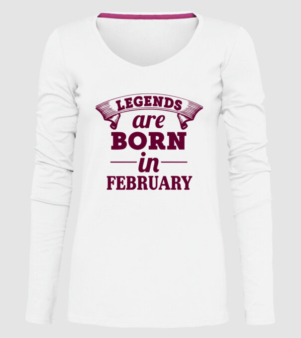 Legends are born in February model alb pe tricou