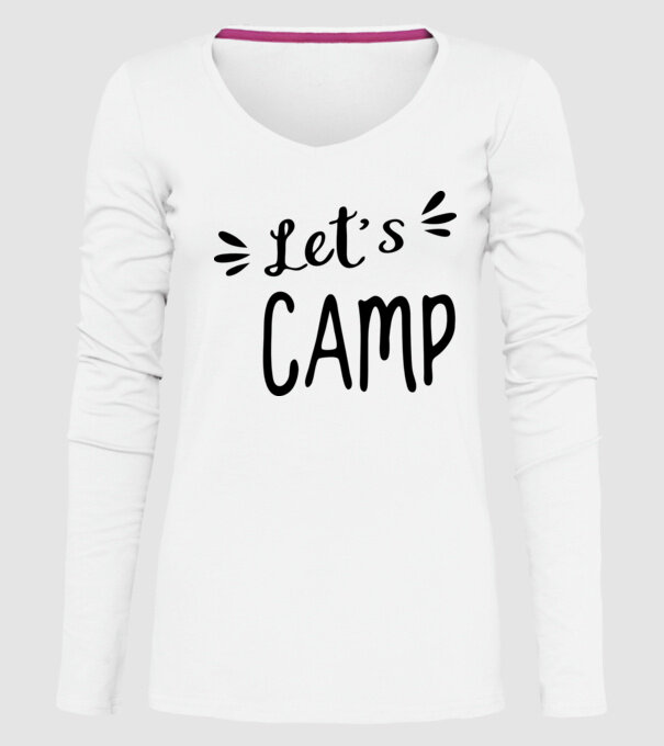 'Let''s camp' model alb pe tricou