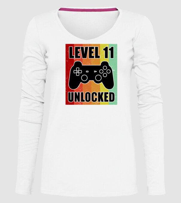level 11 unlocked retro gamer model alb pe tricou