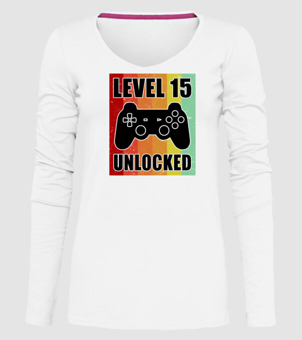 level 15 unlocked retro gamer model alb pe tricou
