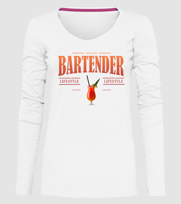 Lifestyle Bartender model alb pe tricou