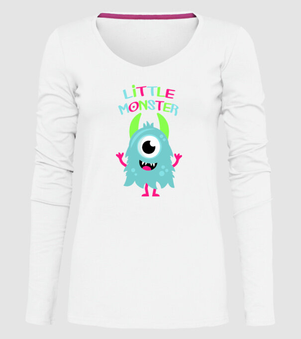 Little monster model alb pe tricou