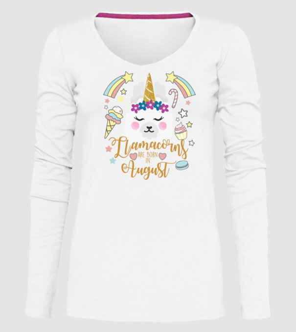 Llamacorns are born in August model alb pe tricou