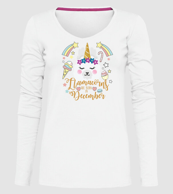 Llamacorns are born in December model alb pe tricou