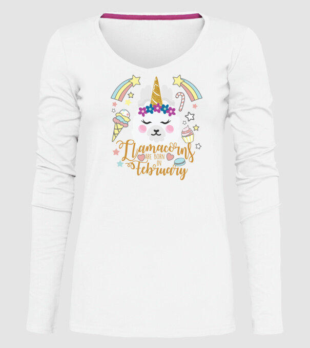 Llamacorns are born in February model alb pe tricou