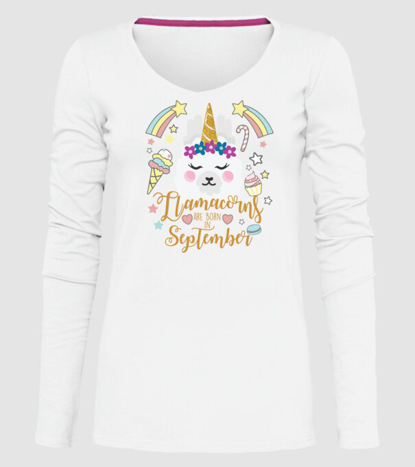 Llamacorns are born in September model alb pe tricou
