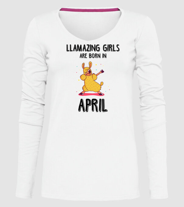 llamazing girls are born in april black model alb pe tricou