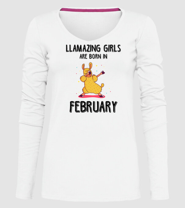 llamazing girls are born in february black model alb pe tricou