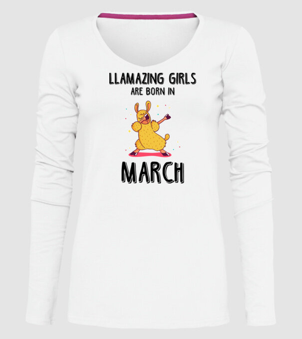llamazing girls are born in march black model alb pe tricou