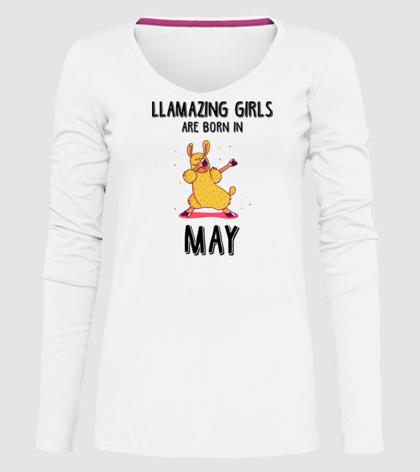 Llamazing girls are born in may black model alb pe tricou