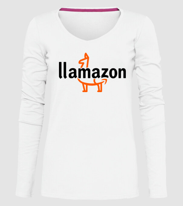 Llamazon model alb pe tricou