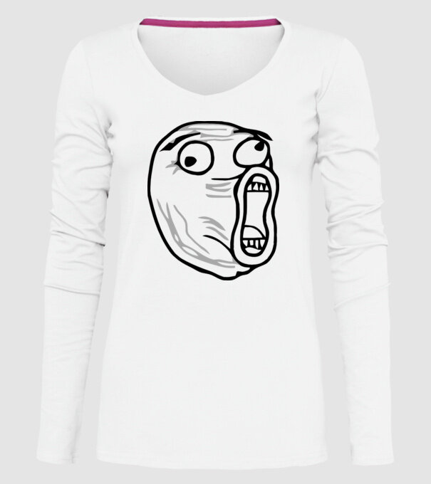 LOL Face model alb pe tricou