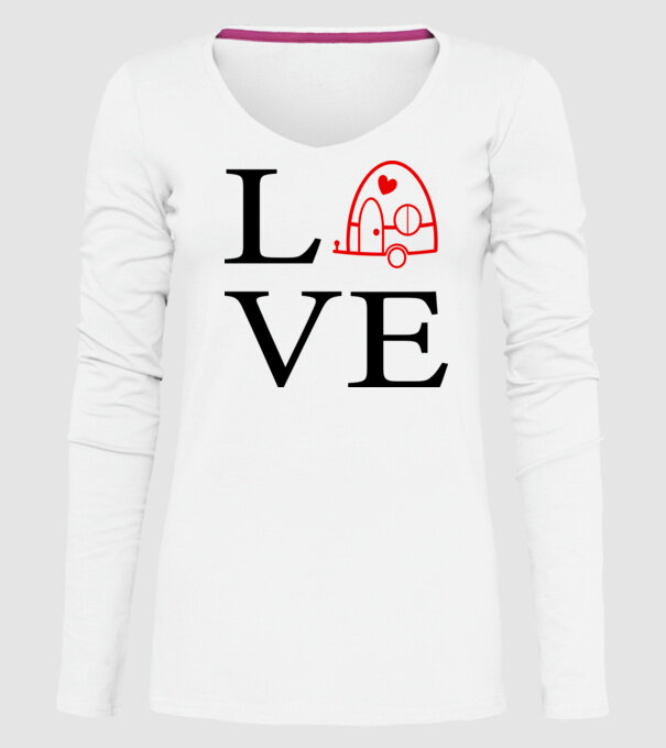 Love camping model alb pe tricou