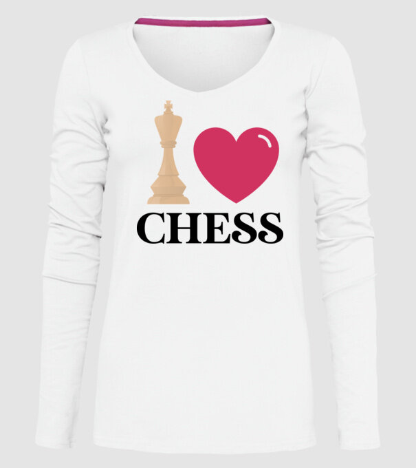 Love chess model alb pe tricou
