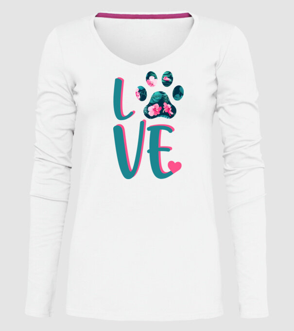 LOVE CÂINI model alb pe tricou