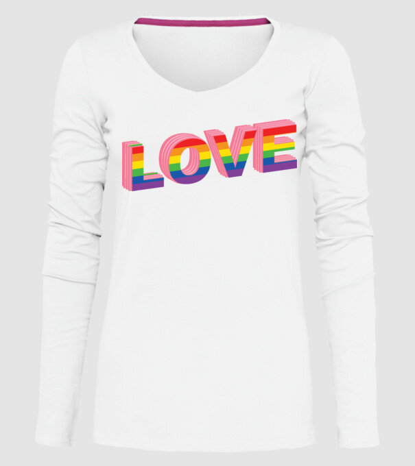 Love pride model alb pe tricou