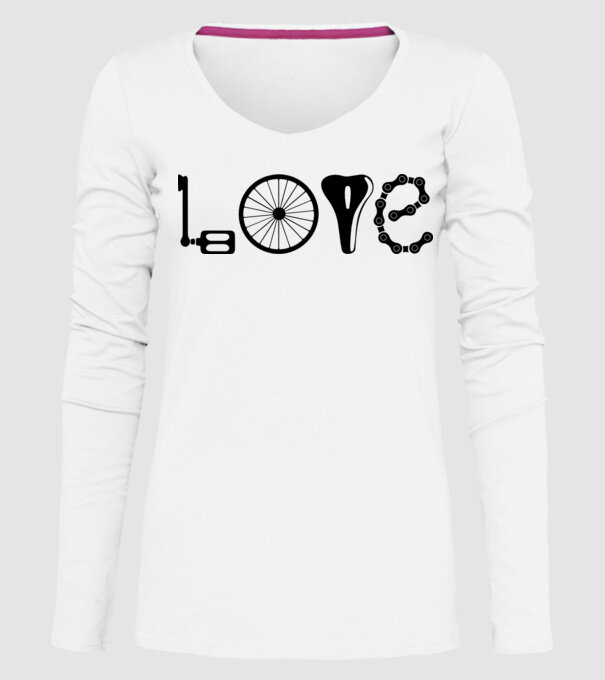 love bicicletă model alb pe tricou
