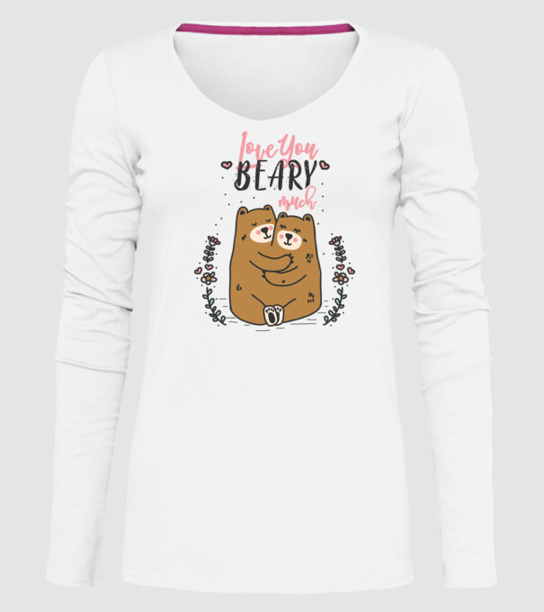 LoveU BEARY much model alb pe tricou
