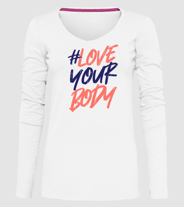 #loveyourbody model alb pe tricou