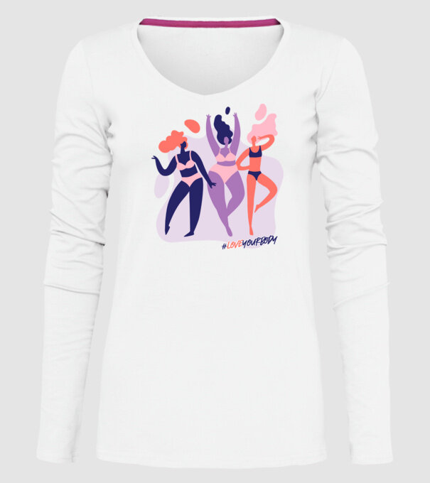 #loveyourbody model alb pe tricou