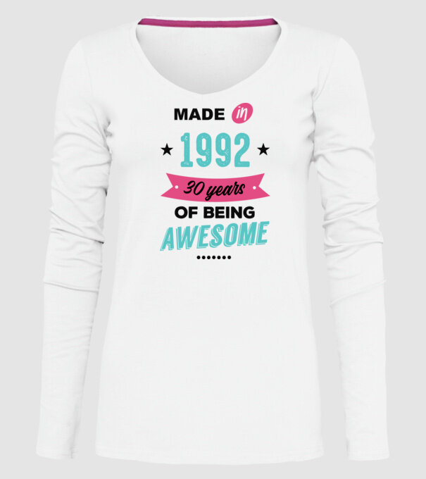 MADE in 1992 model alb pe tricou