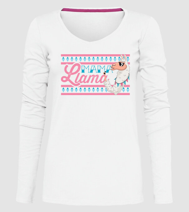 Mama LLama model alb pe tricou
