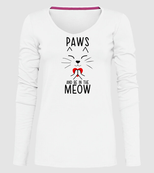 Pisică Meditând model alb pe tricou