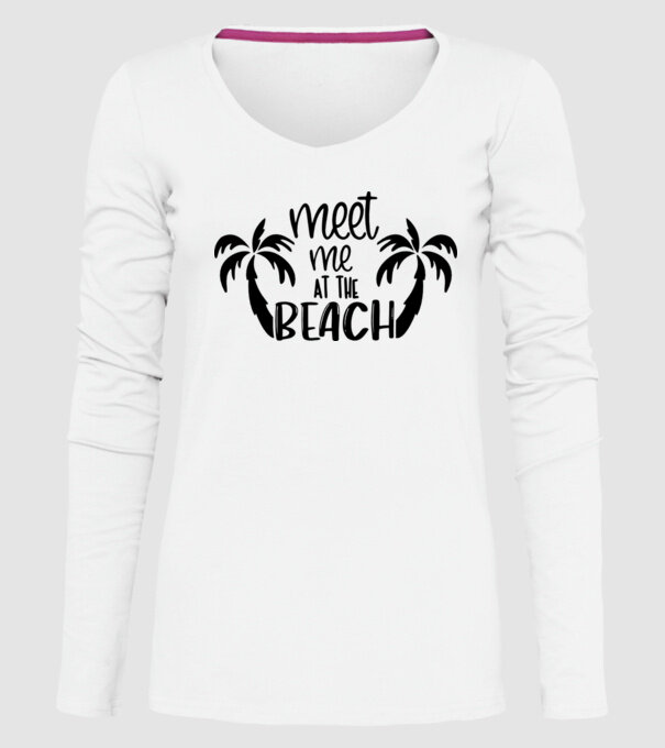 Meet me at the beach model alb pe tricou