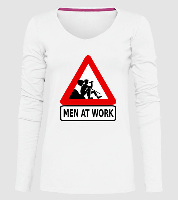men at work model alb pe tricou
