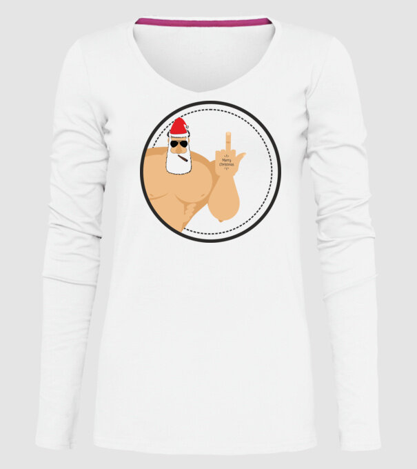 'Merry F''in Xmas' model alb pe tricou