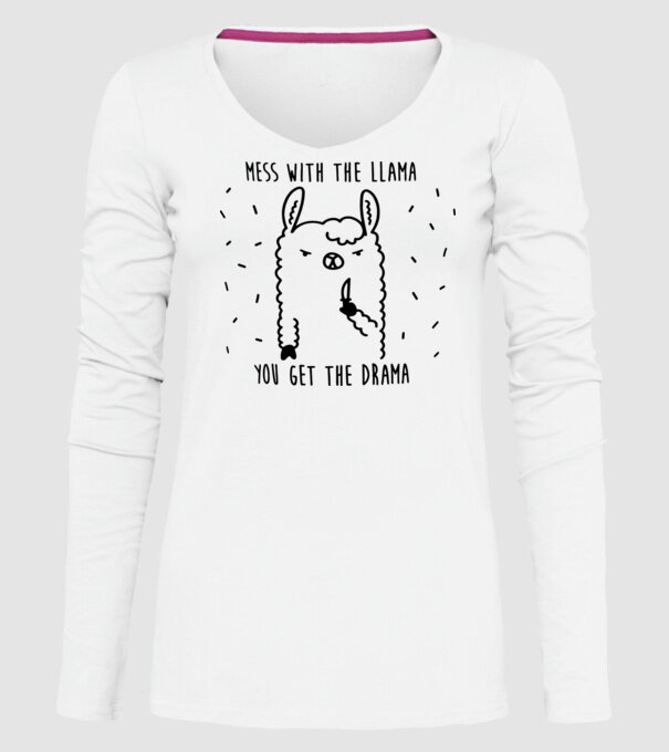 Mess with the lama model alb pe tricou
