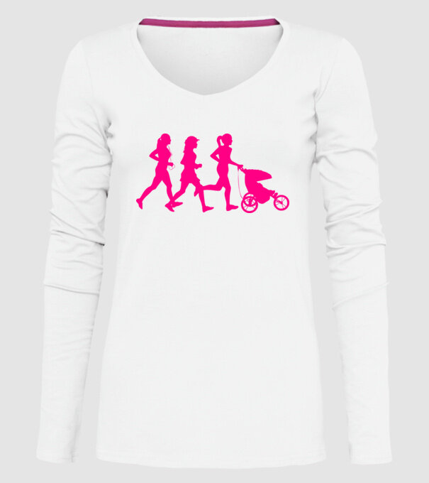 Running Mom model alb pe tricou