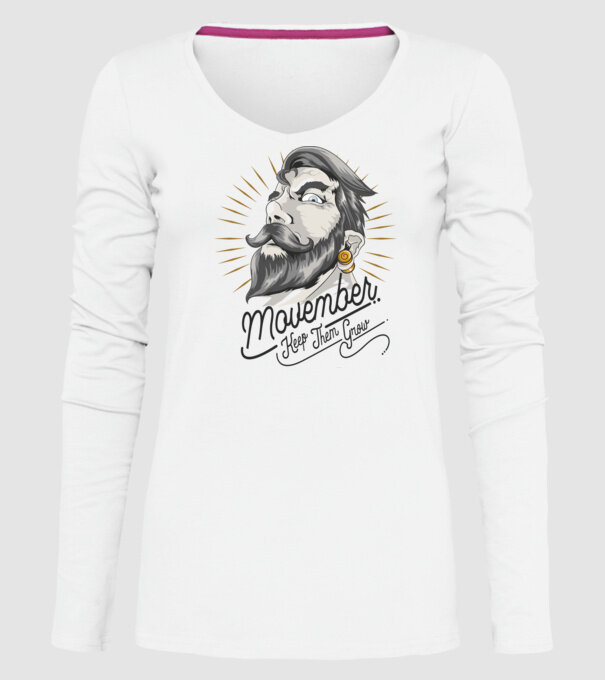 Movember Keep them grow No Shave November model alb pe tricou