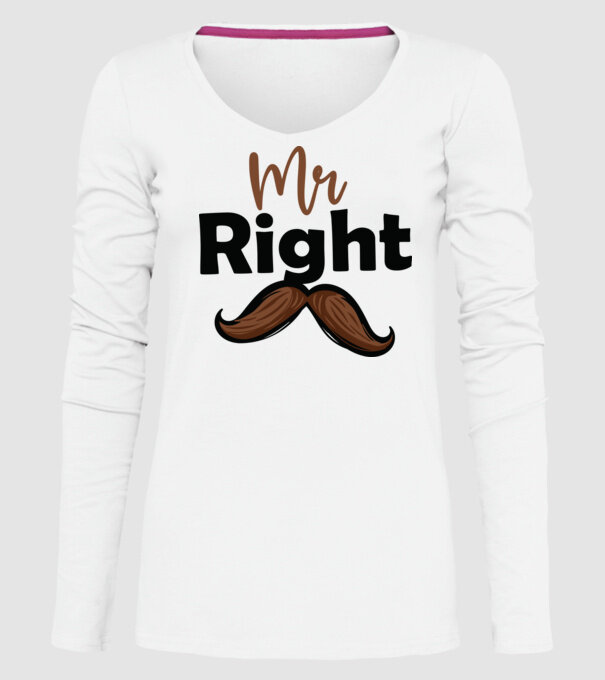 Mr right model alb pe tricou