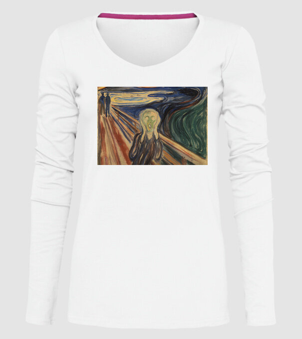 Pictură Munch Mască model alb pe tricou