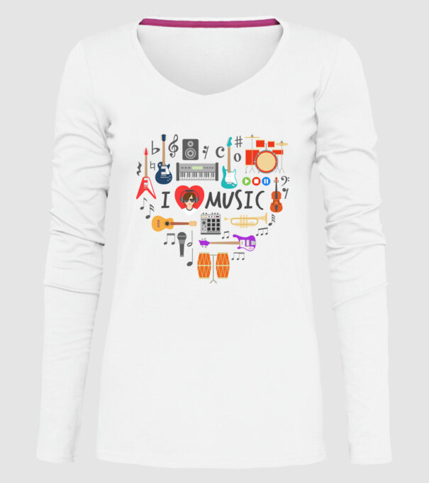 music heart model alb pe tricou