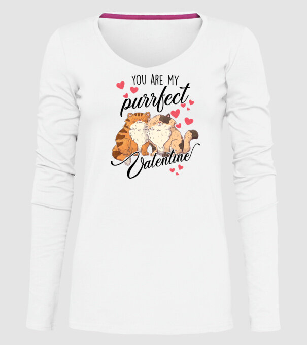 My purrfect valentine model alb pe tricou