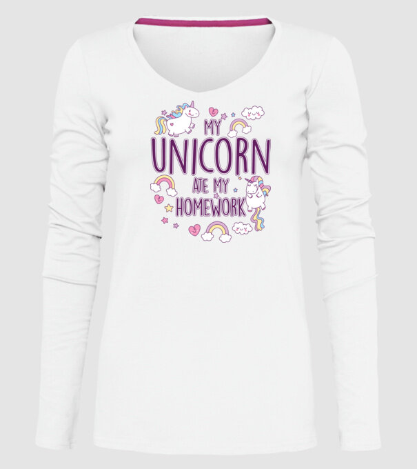 My unicorn ate my homework model alb pe tricou