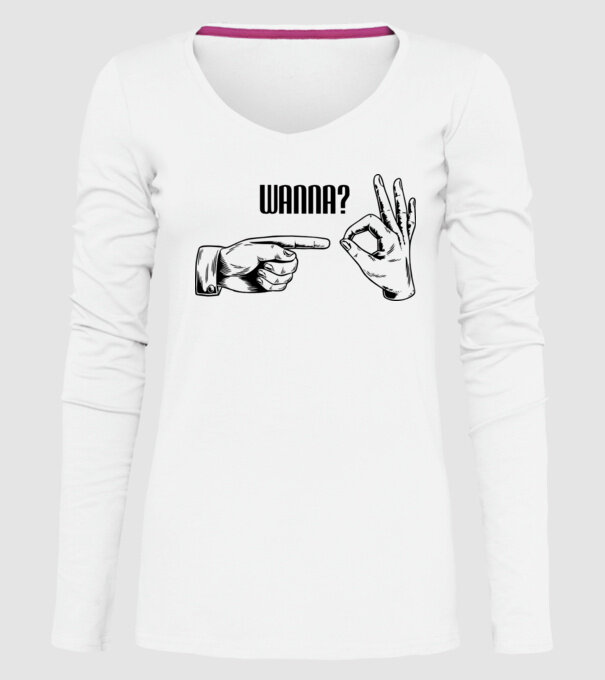 International Hand sign model alb pe tricou