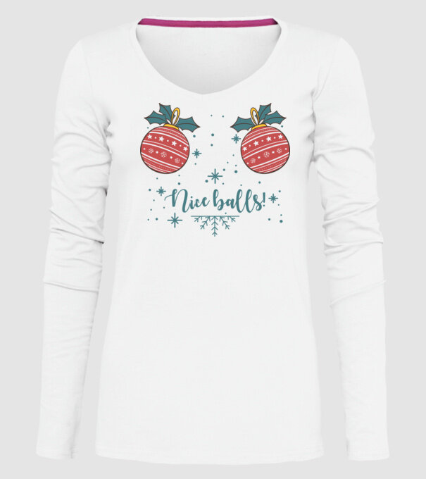 Nice Balls model alb pe tricou