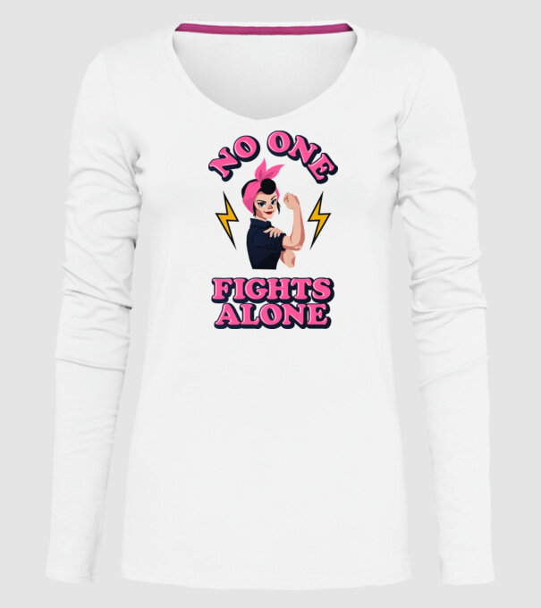 No one fights alone pinup model alb pe tricou